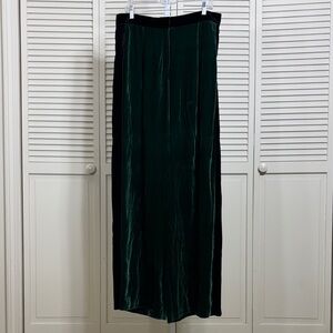 La Ligne Green Velvet Wide Leg Pants with Side Stripes Size 12